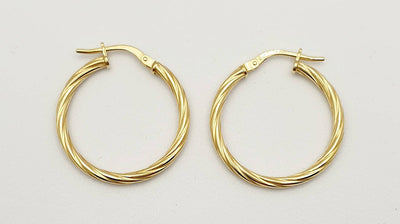 9CT GOLD SILVER FILLED TWIST HOOP EARRINGS