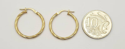 9CT GOLD SILVER FILLED TWIST HOOP EARRINGS