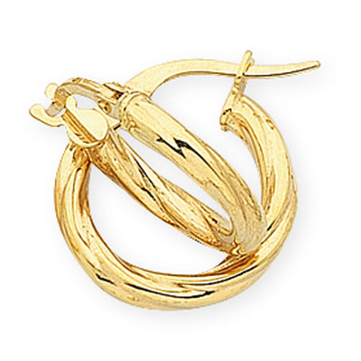 9CT GOLD SILVER FILLED TWIST HOOP EARRINGS