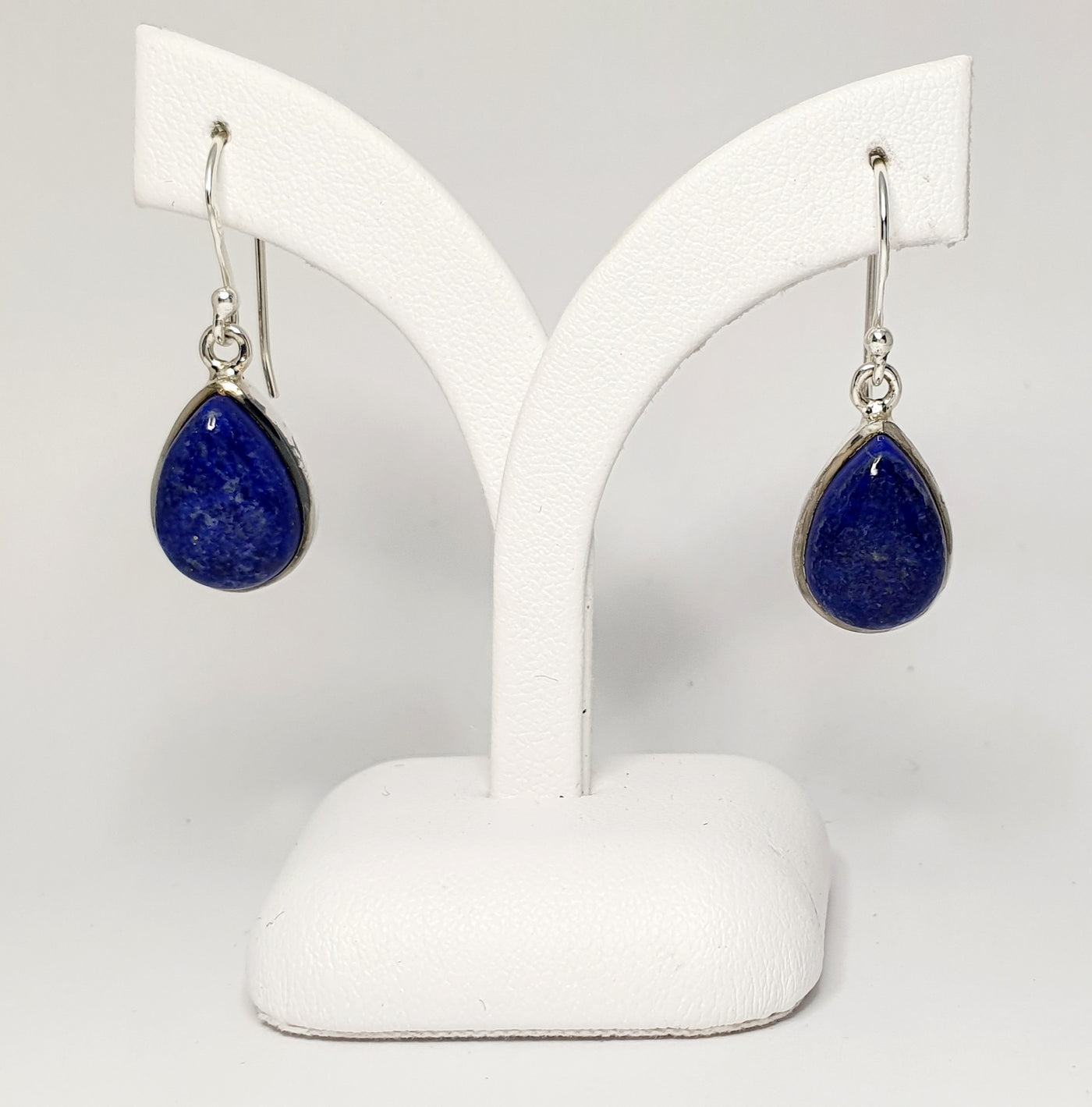 Handmade Sterling Silver, Pear Shaped, Cabochon Cut, Lapis Lazuli Earrings