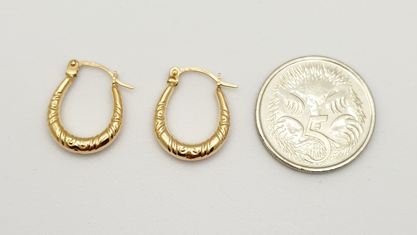 9K Yellow Gold Creole Hoop Earrings
