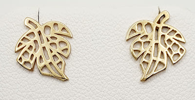 9ct Yellow Gold, Leaf Style Stud Earrings