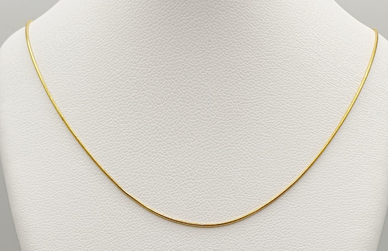 9ct Yellow Gold, Solid Mini Snake Chain 60cm