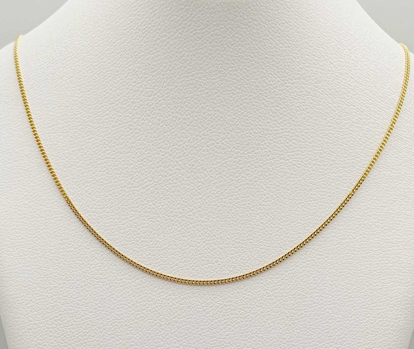 9ct Yellow Gold, Solid Diamond Cut Curb Chain 45-50cm Adjustable