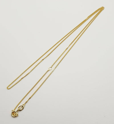 9ct Yellow Gold, Solid Diamond Cut Curb Chain 45-50cm Adjustable