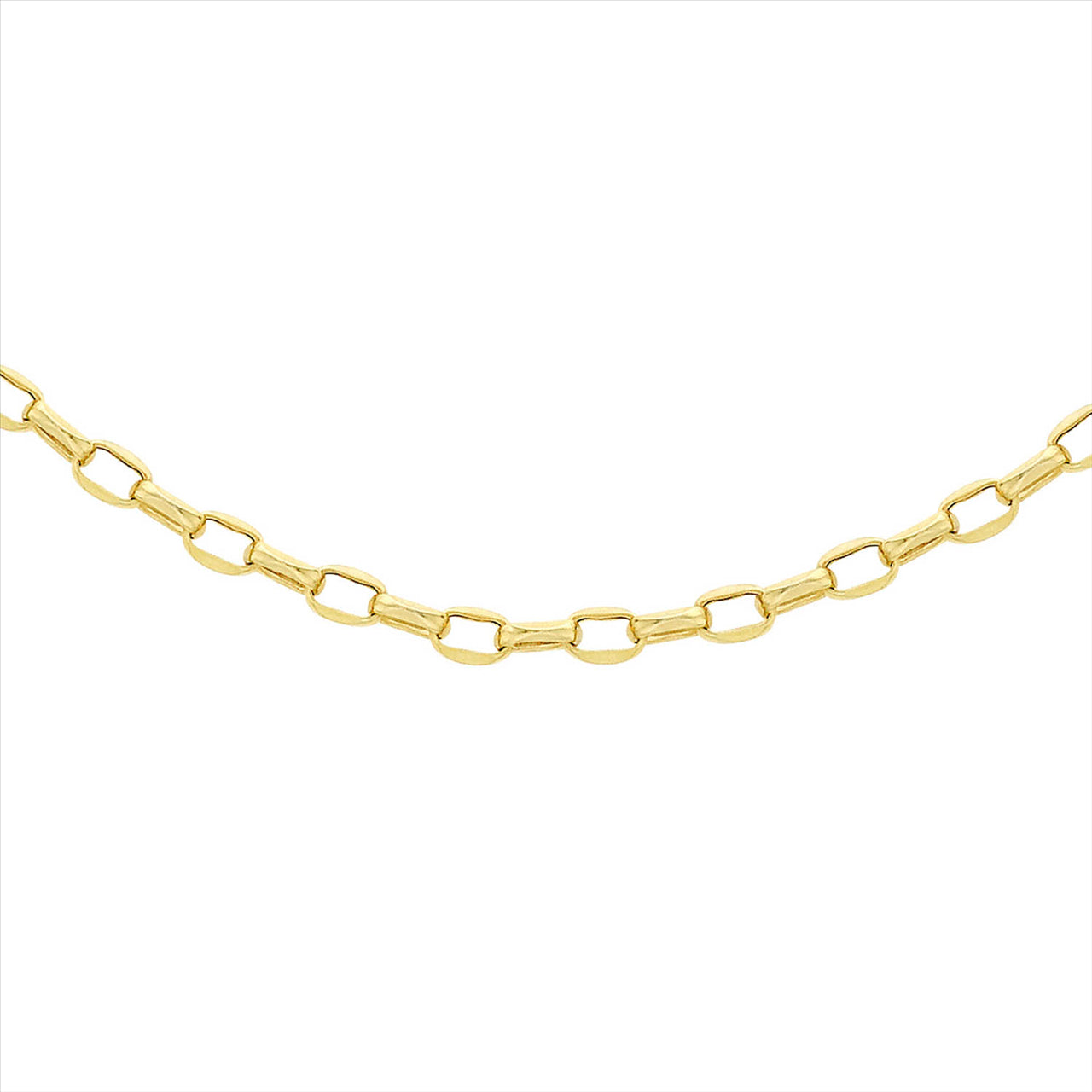 9ct Yellow Gold, Diamond Cut Hollow Oval Belcher Link Chain 50cm