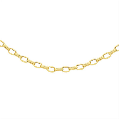 9ct Yellow Gold, Diamond Cut Hollow Oval Belcher Link Chain 50cm