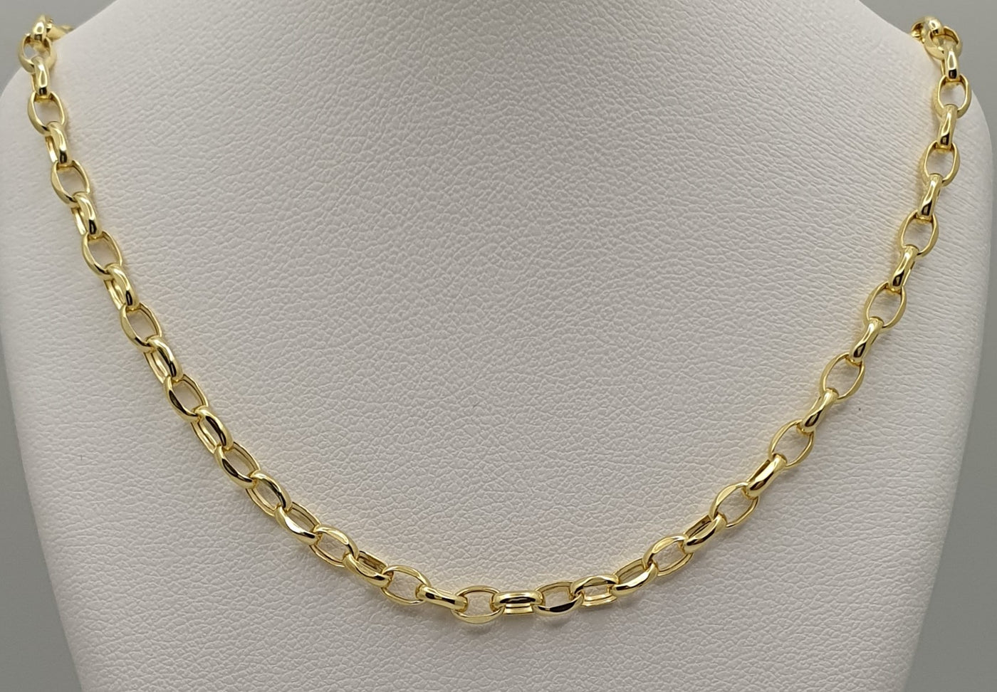 9ct Yellow Gold, Diamond Cut Hollow Oval Belcher Link Chain 50cm