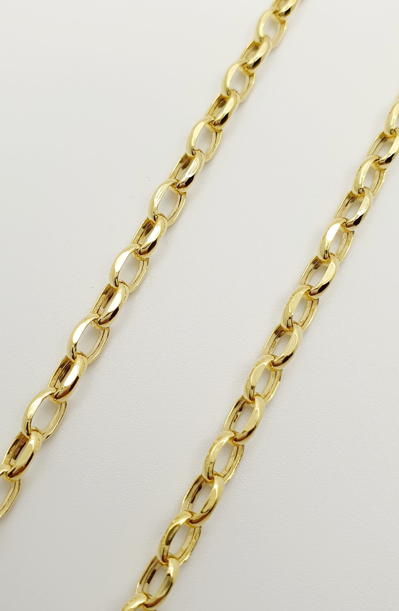 9ct Yellow Gold, Diamond Cut Hollow Oval Belcher Link Chain 50cm