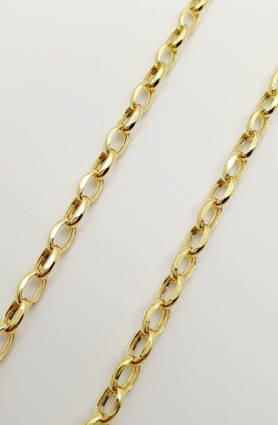 9ct Yellow Gold, Diamond Cut Hollow Oval Belcher Link Chain 50cm