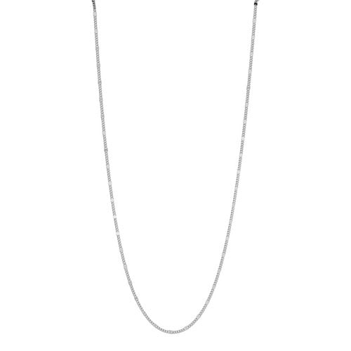 Najo 1.4Mm Curb & Mirror Link Silver Chain Necklace, 60Cm, Antitarnish
