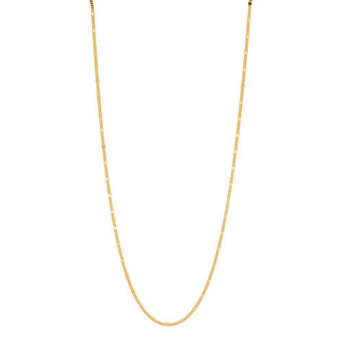 NAJO 1.4mm curb & mirror link yellow gold (14k 2mc) plated silver chain necklace, 60cm,