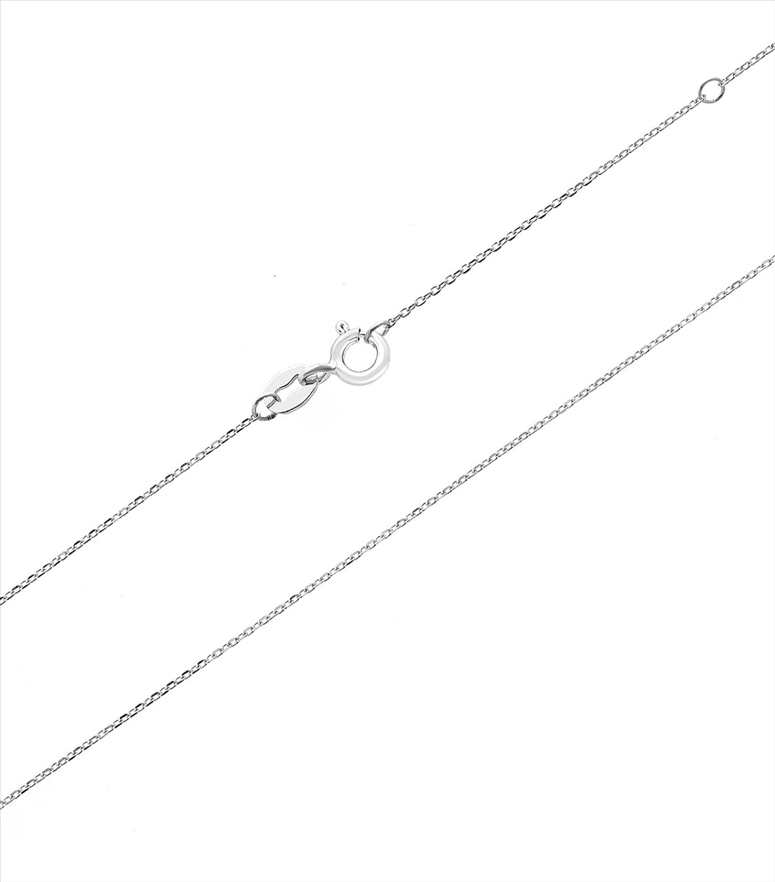 9K White Gold Fine Cable Chain 40-45Cm