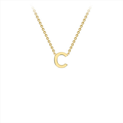 9ct Yellow Gold Initial 'C' Necklace 38cm + 5cm Adjustment