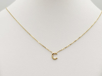 9ct Yellow Gold Initial 'C' Necklace 38cm + 5cm Adjustment