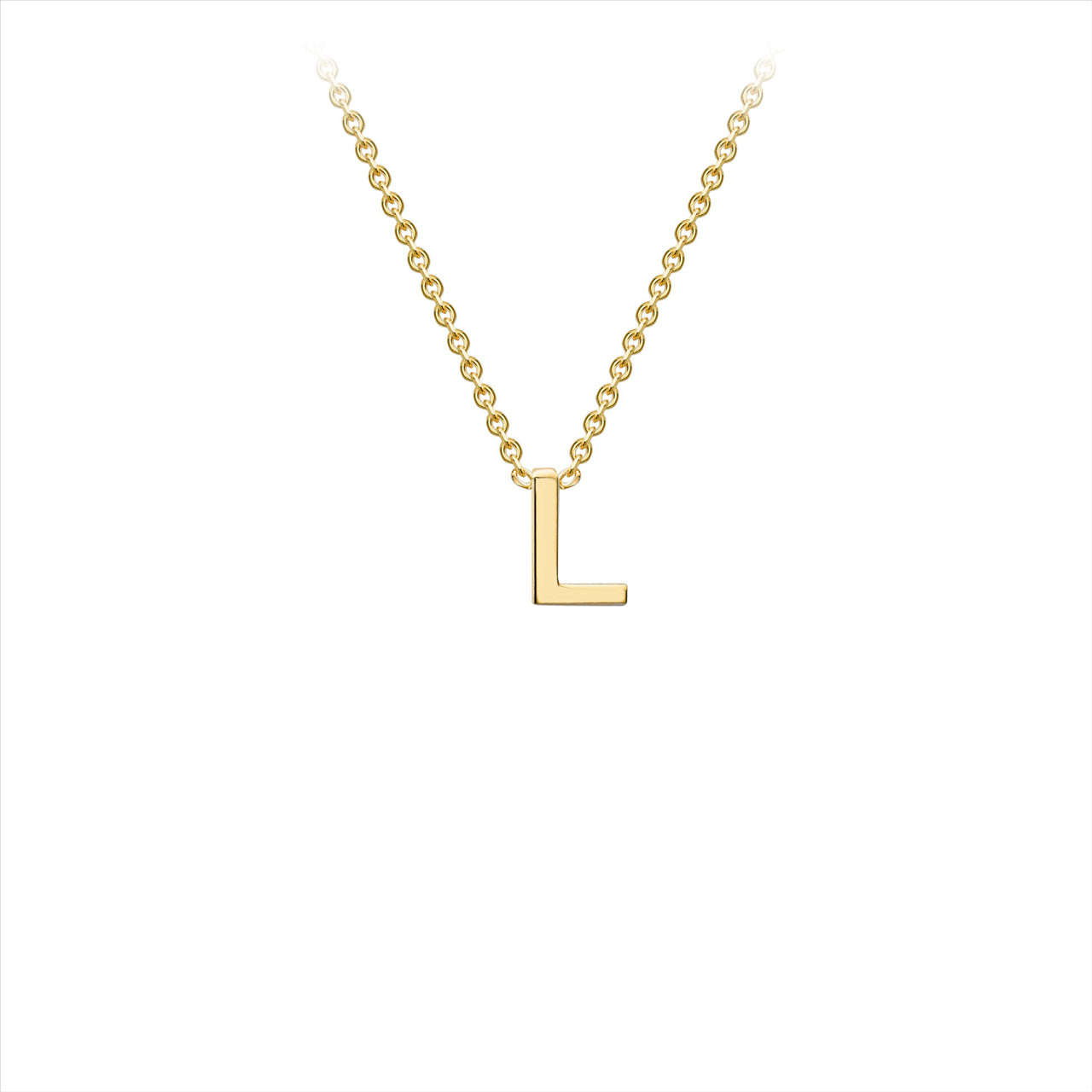 9ct Yellow Gold "L" Necklace 38cm + 5cm Adjustment