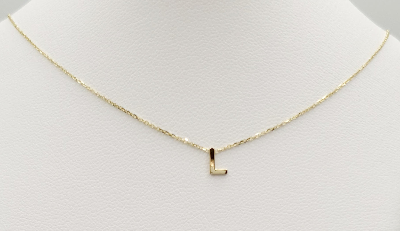 9ct Yellow Gold "L" Necklace 38cm + 5cm Adjustment