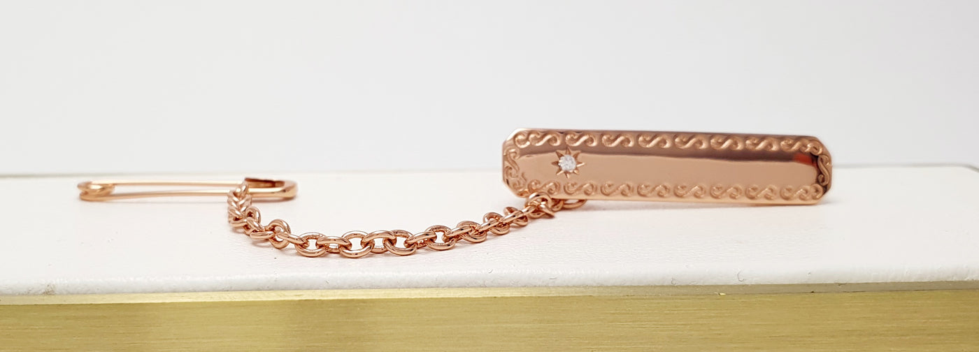 9Ct Rose Gold Diamond Set Baby Brooch