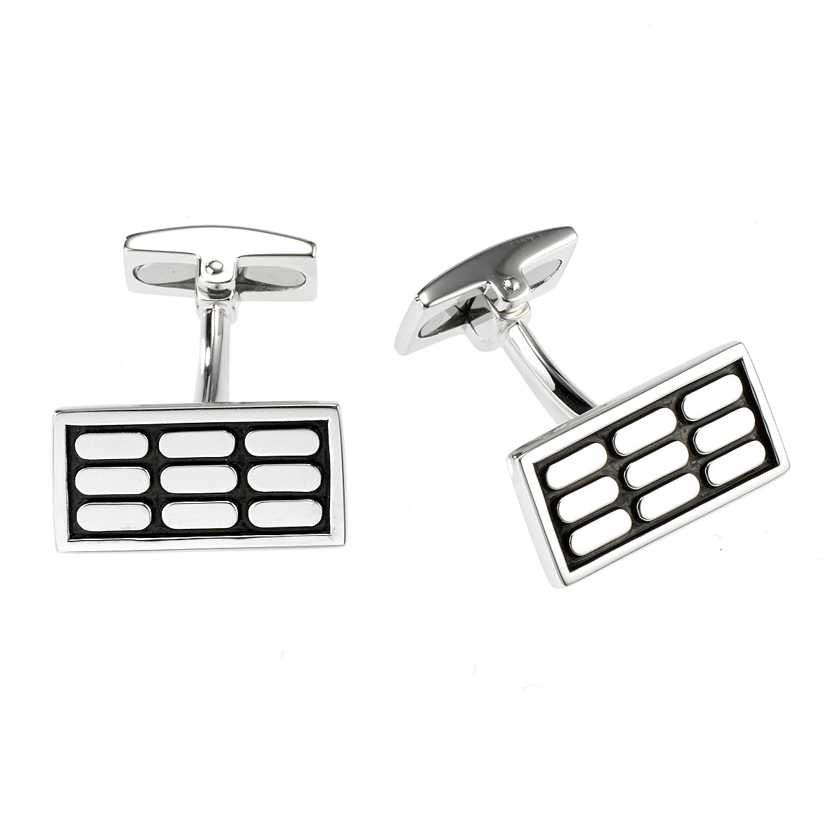 Cudworth Sterling Silver/Black Men's Cufflinks