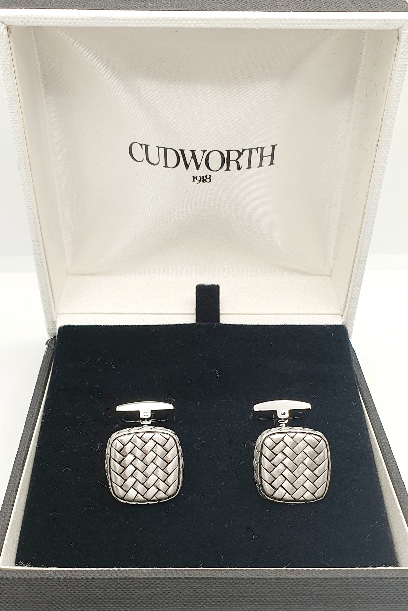 Cudsworth Sterling Silver/Rhodium Plated Weave Men's Cufflinks