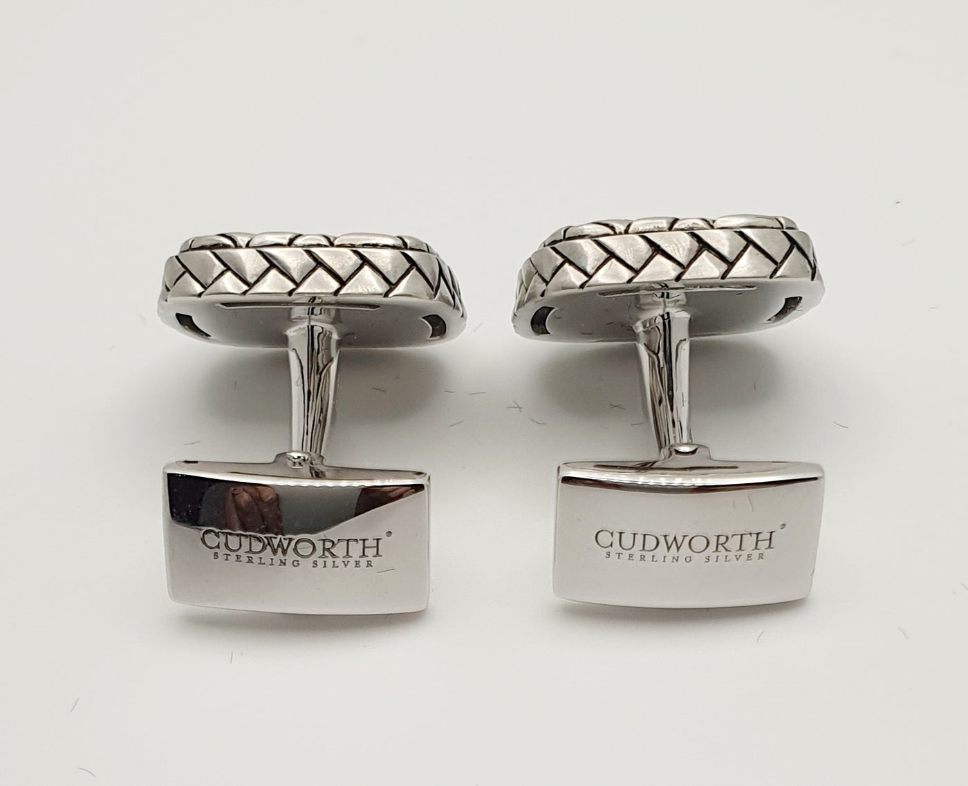 Cudsworth Sterling Silver/Rhodium Plated Weave Men's Cufflinks