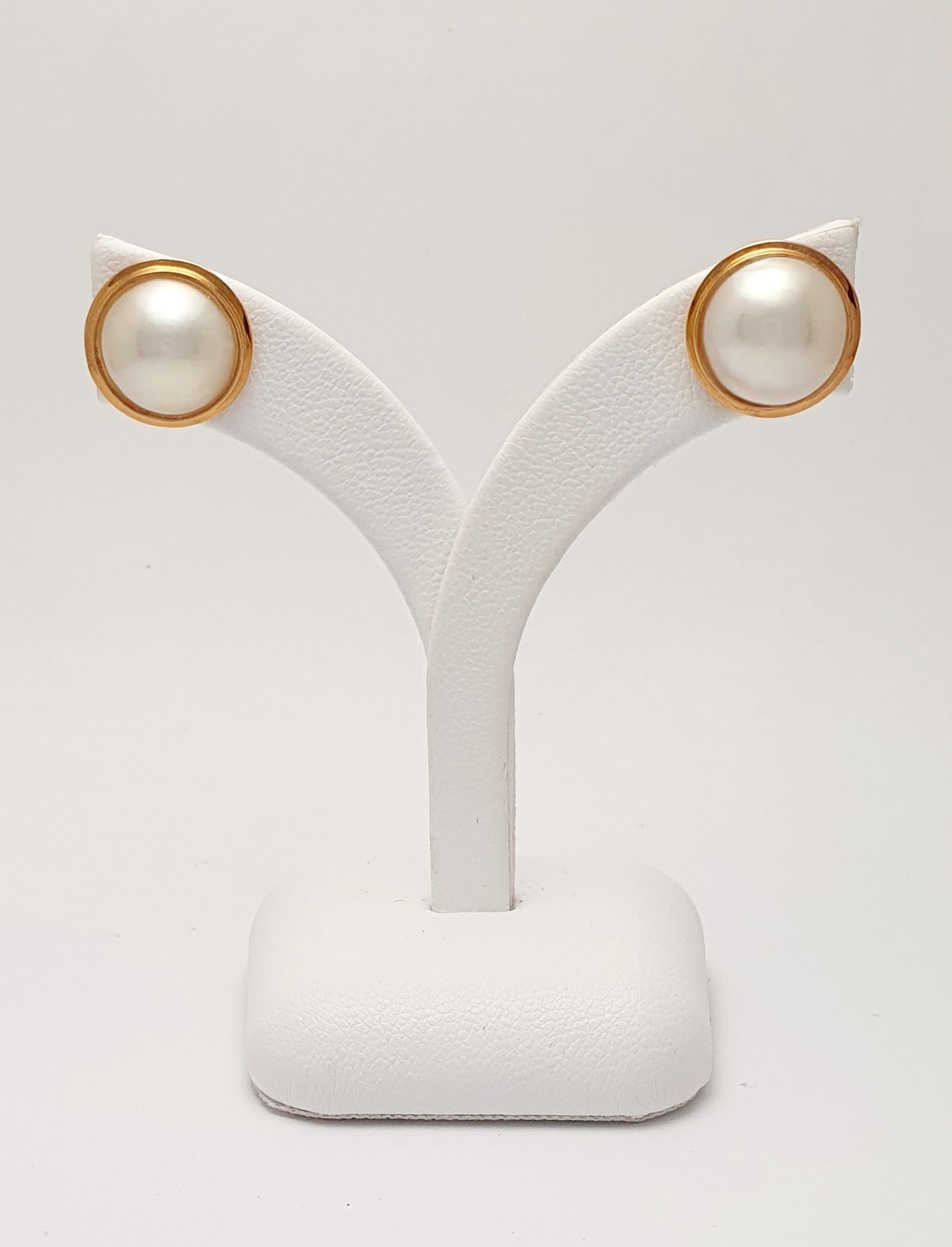 9ct Rose Gold Mabe Pearl Stud Earrings 12mm