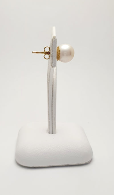9ct Yellow Gold Cultured Pearl Stud Earrings 7.5 - 8mm