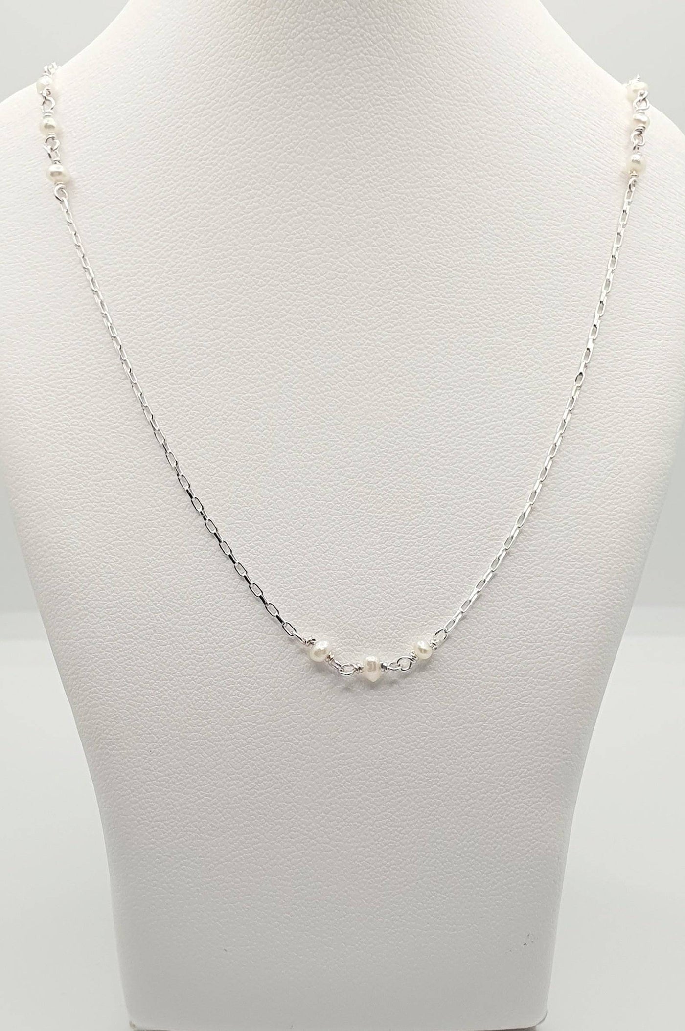 Sterling Silver Fresh Water Pearl Necklace 38cm With 5cm Extension