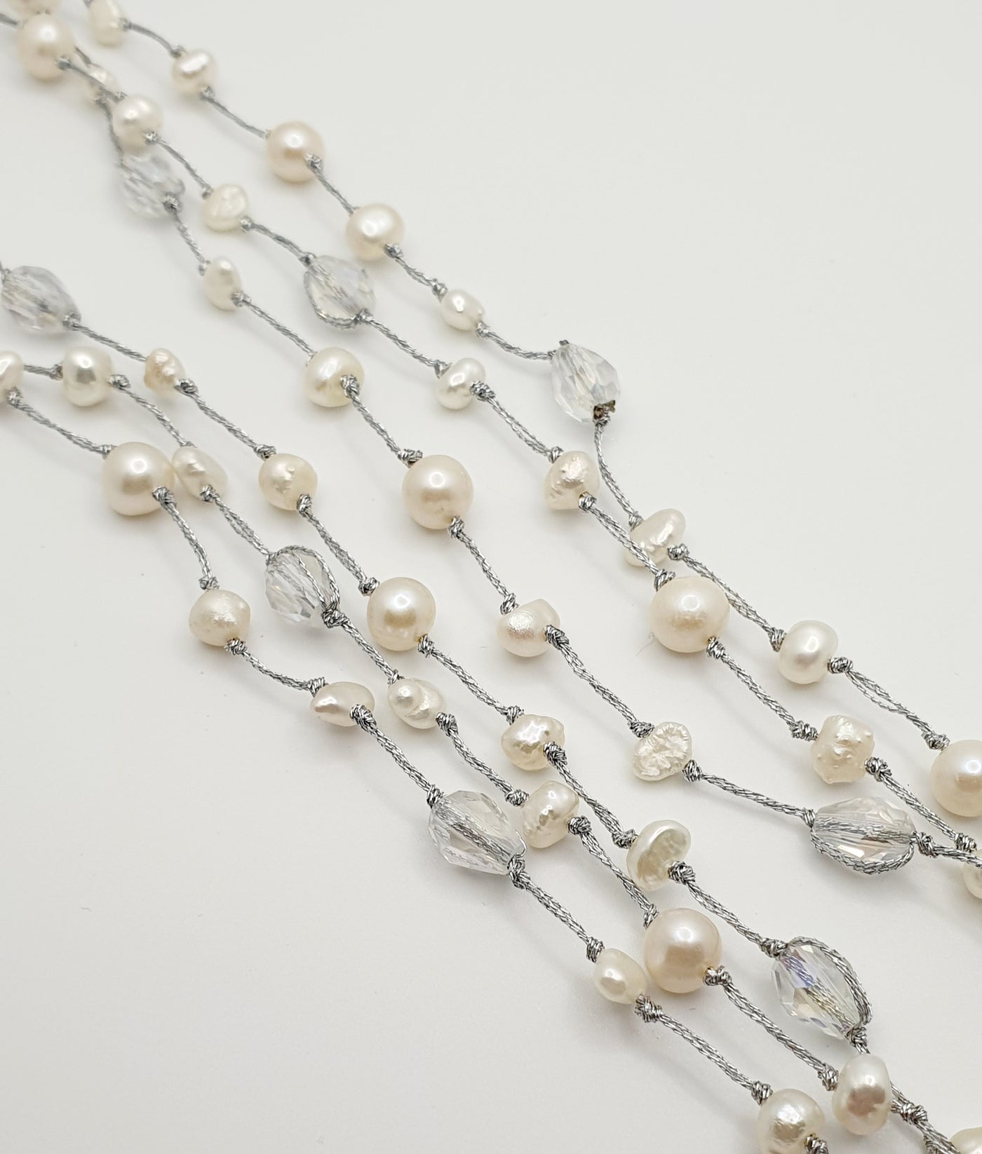 Freshwater Pearl and Crystal, Strand Necklace, 150cm