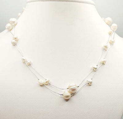 Japanese Silk Necklace with Freshwater Pearl, 150cm