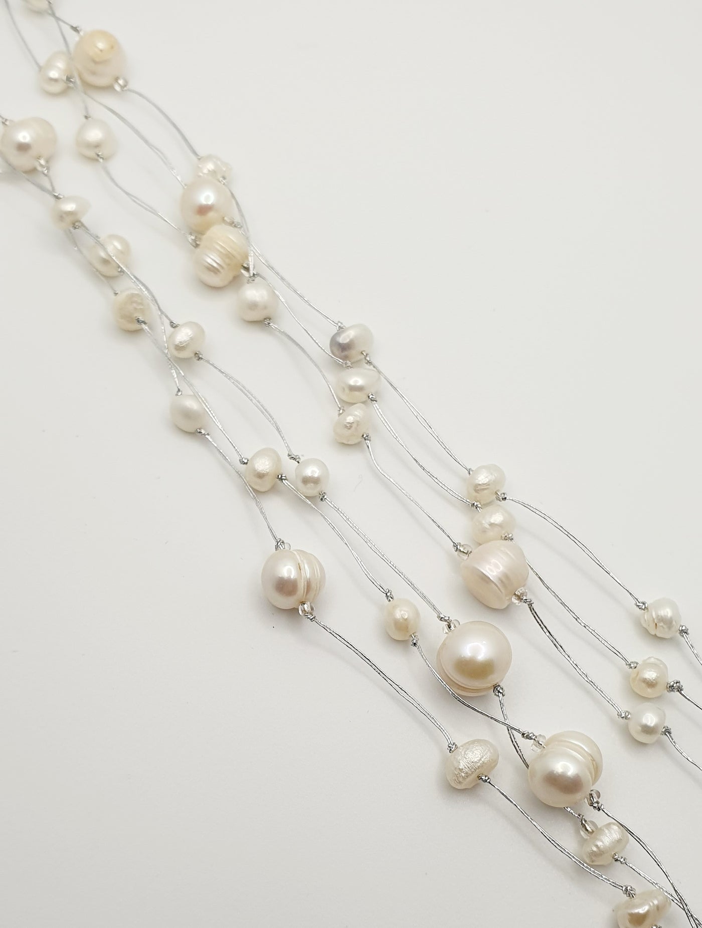 Japanese Silk Necklace with Freshwater Pearl, 150cm