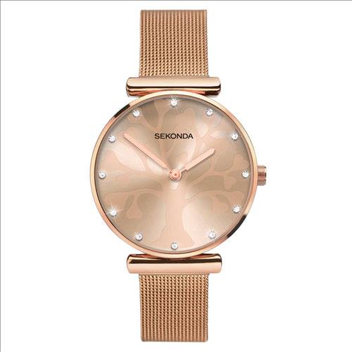 Sekonda Ladies Rose Gold Case Tree Of Life Stones Dial Watch