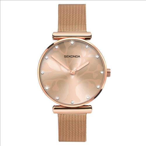 Sekonda Ladies Rose Gold Case Tree Of Life Stones Dial Watch