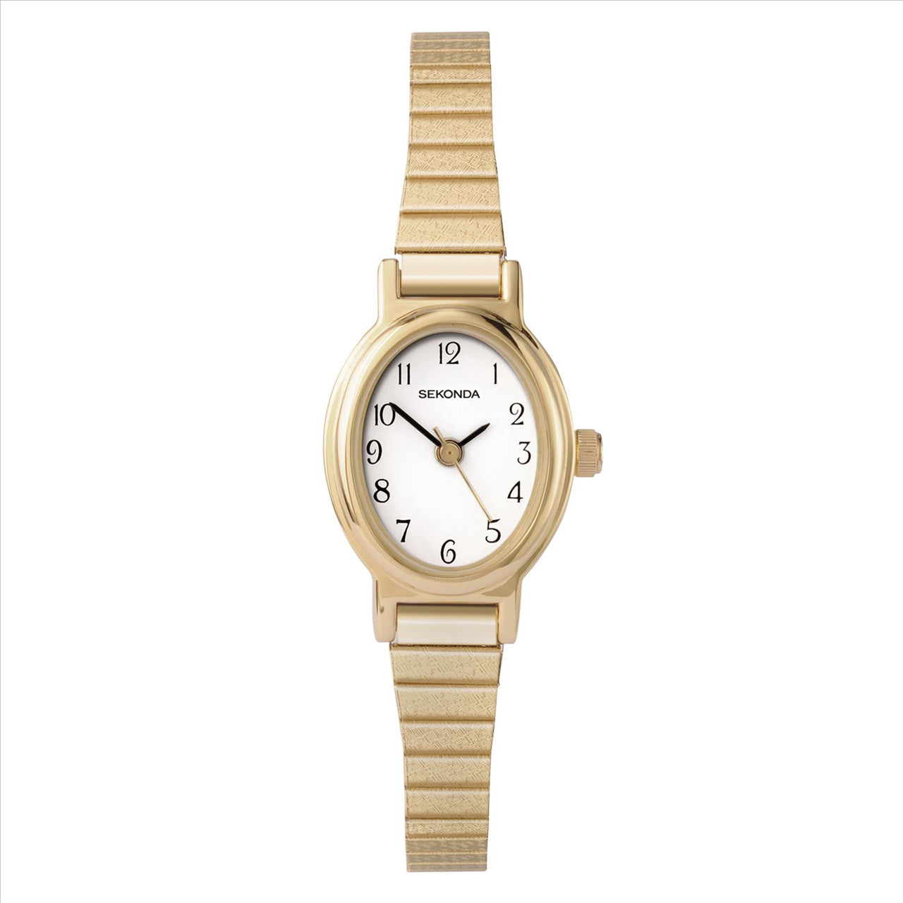 Gold Colour Expander White Dial Ladies Watch