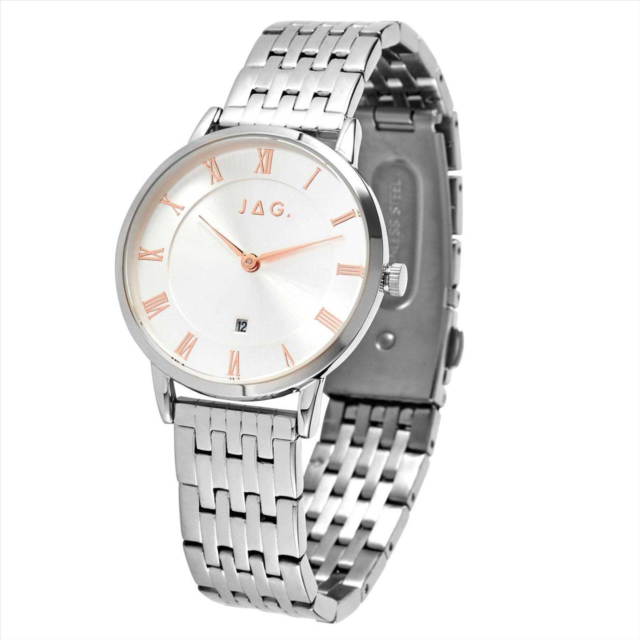 Jag Unisex Watch Lola White 34Mm Dial Stainless Steel Bracelet