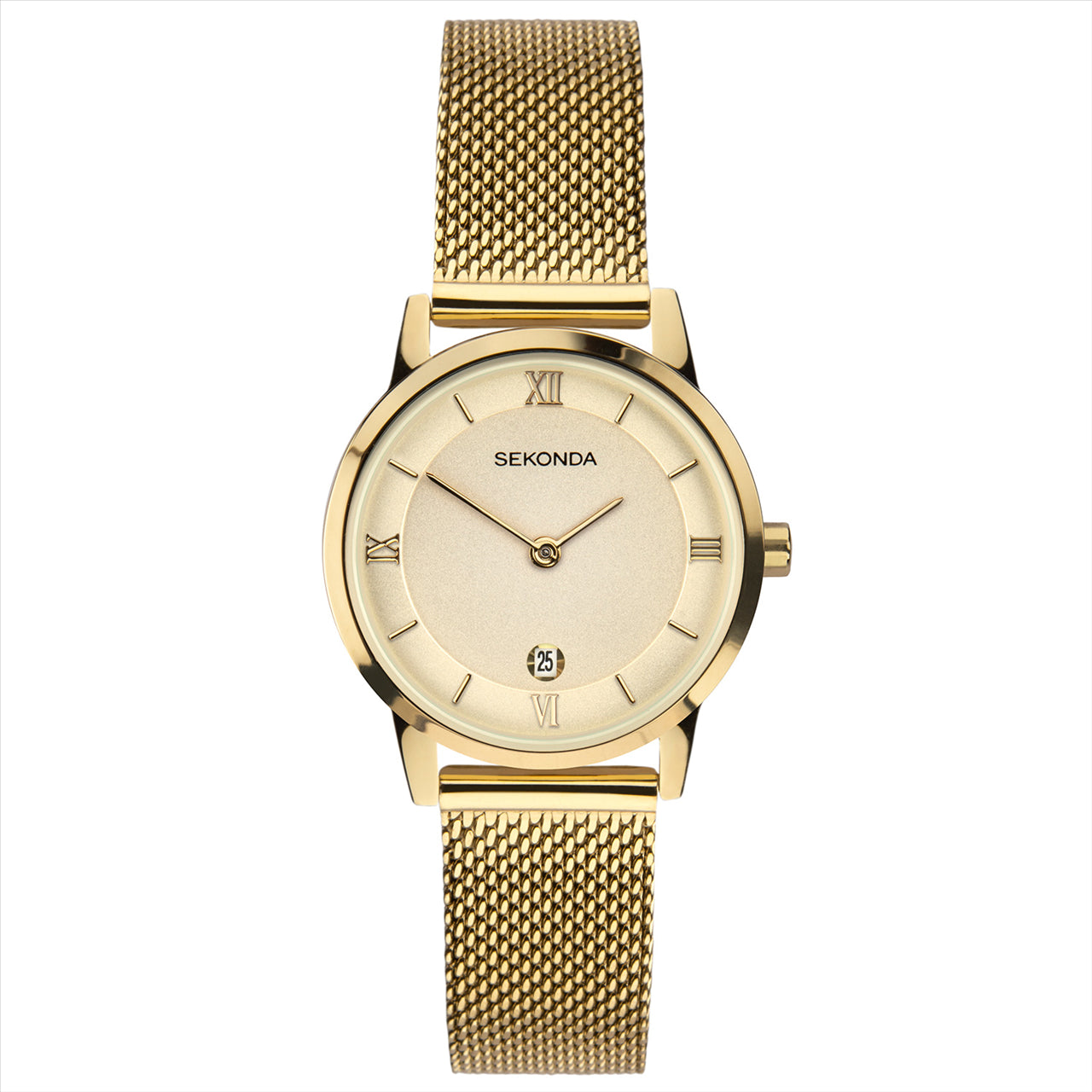 Sekonda Womans Watch Gold Colour Gold Dial Mesh Band