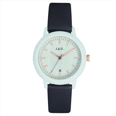 Jag 'Bronte' Pale Aqua Case and Dial, Navy Blue Band J2627