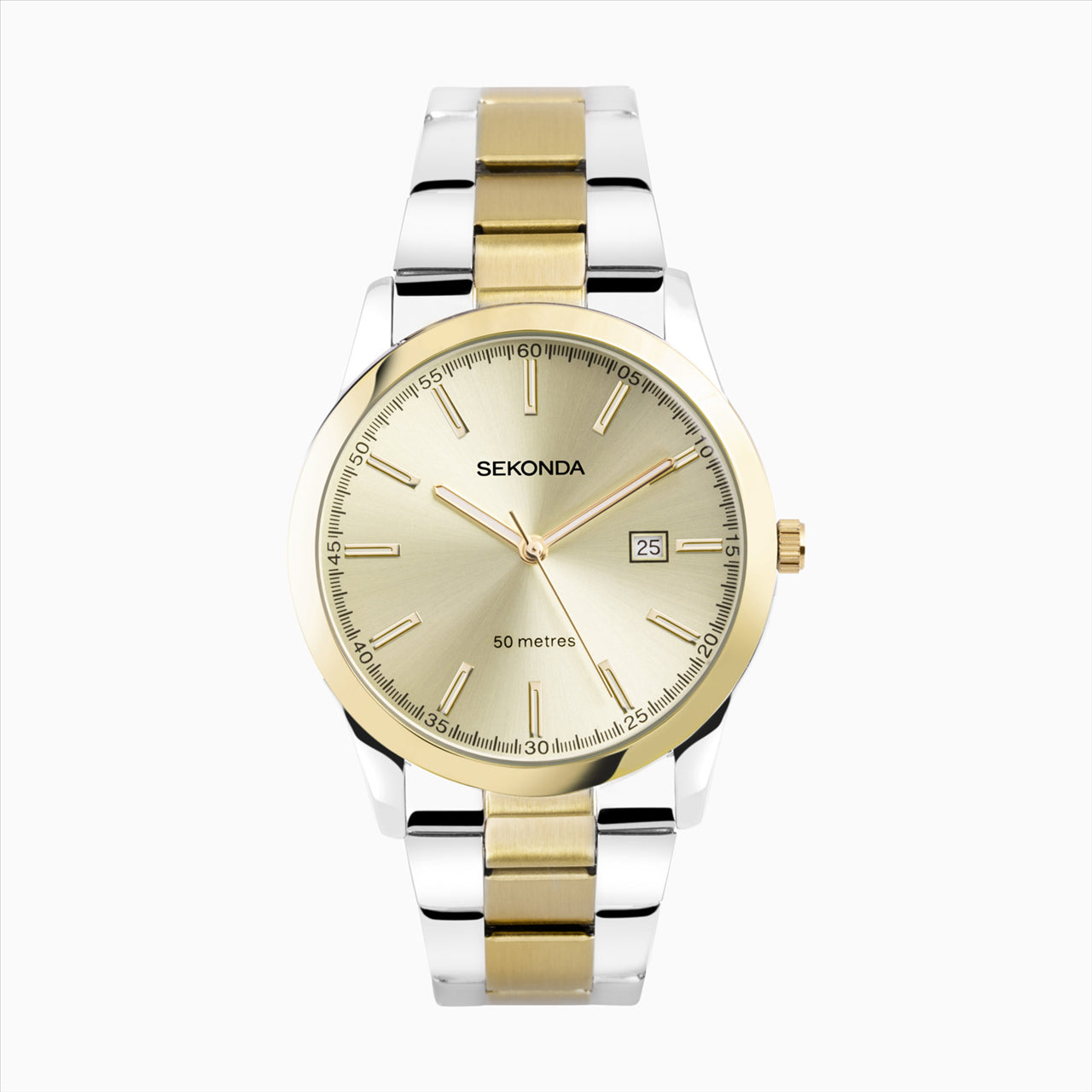 Sekonda Ladies Watch 2Tone Gold & Steel Champ Date Di Stainless Steel Bracelet 41Mm Case