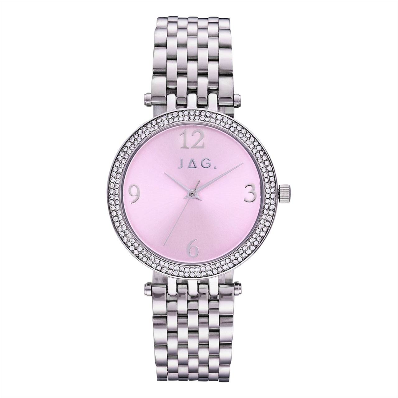 Jag Ladies Watch Palor Pink Dial Ips 36Mm Stainless Steel Case & Bracelet