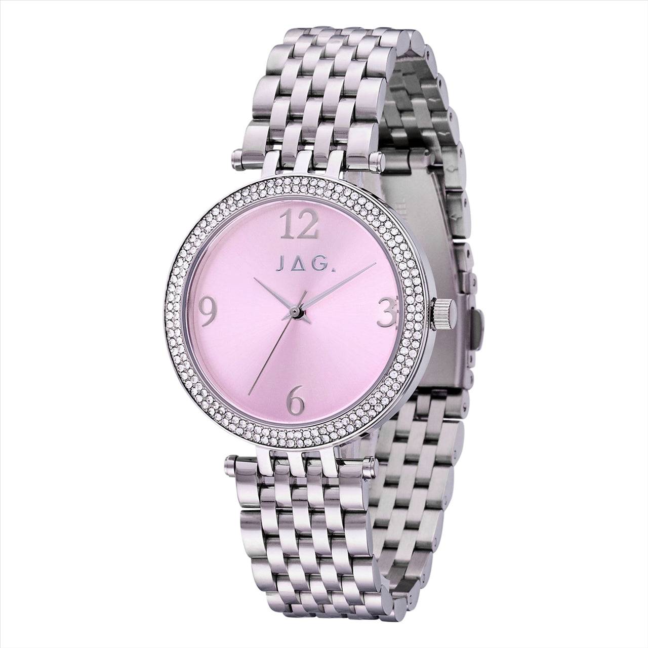 Jag Ladies Watch Palor Pink Dial Ips 36Mm Stainless Steel Case & Bracelet