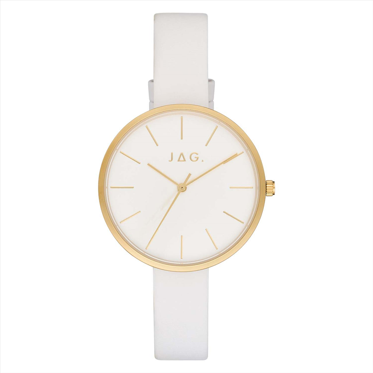 Ladies Jag Watch Yellow gold Plated 36mm Case & White Dial & Beige Leather Strap