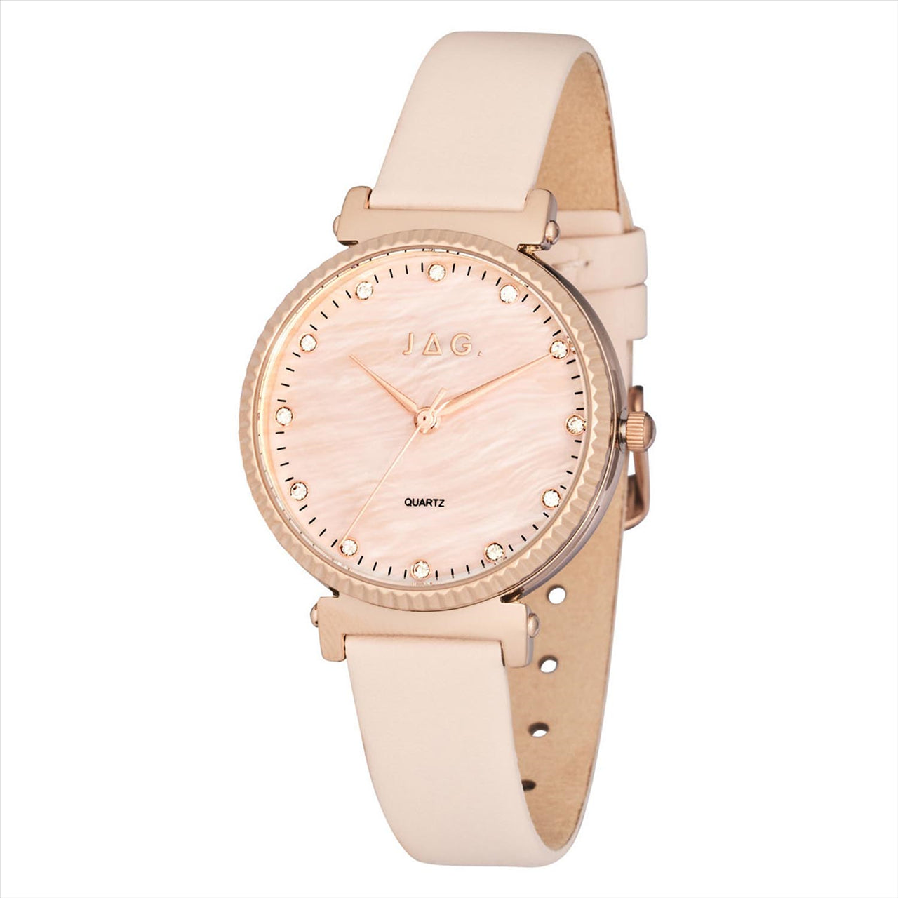 Ladies Watch Victoria MOPDial Rose Gold Plated 34.00 Mm Case Cream Leather Strap