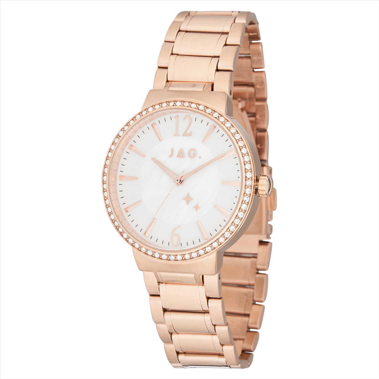 Jag Ladies Watch Skye White Mop Dial Stainless Steel Rose Gold IP Bracelet