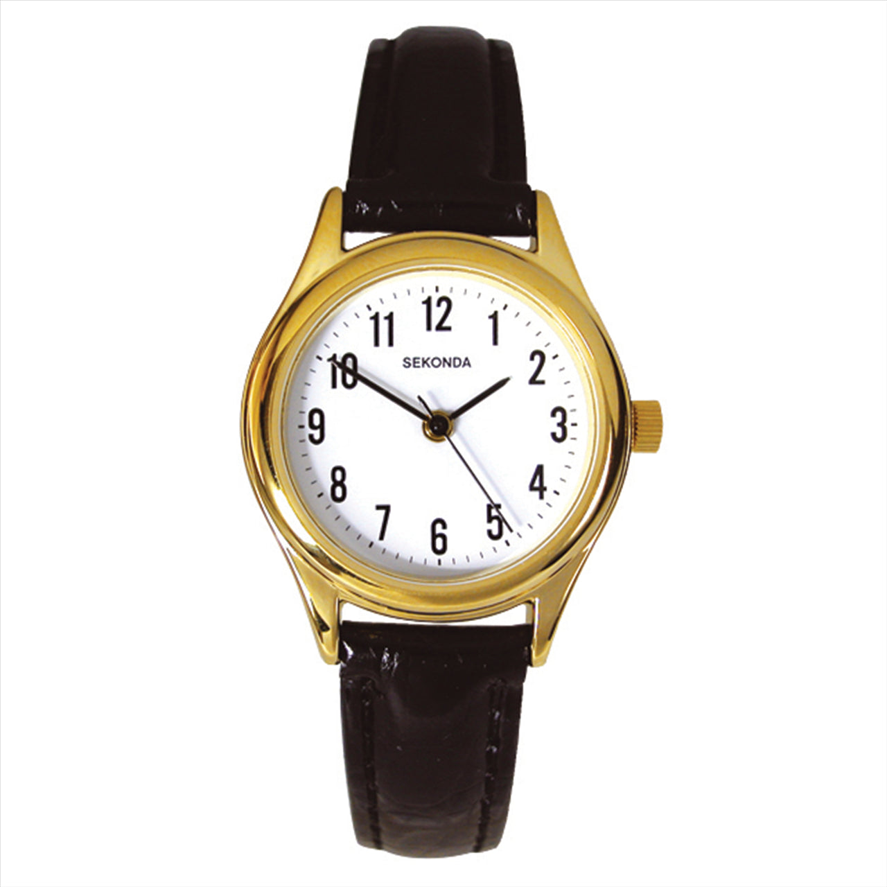 Sekonda Unisex Watch Gold Colour Brown Leather