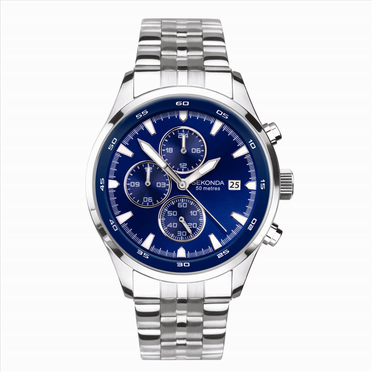 Sekonda Stainless Steel Men Analogue, Chrono Quartz Watches Watch Blue Dial 50ATM