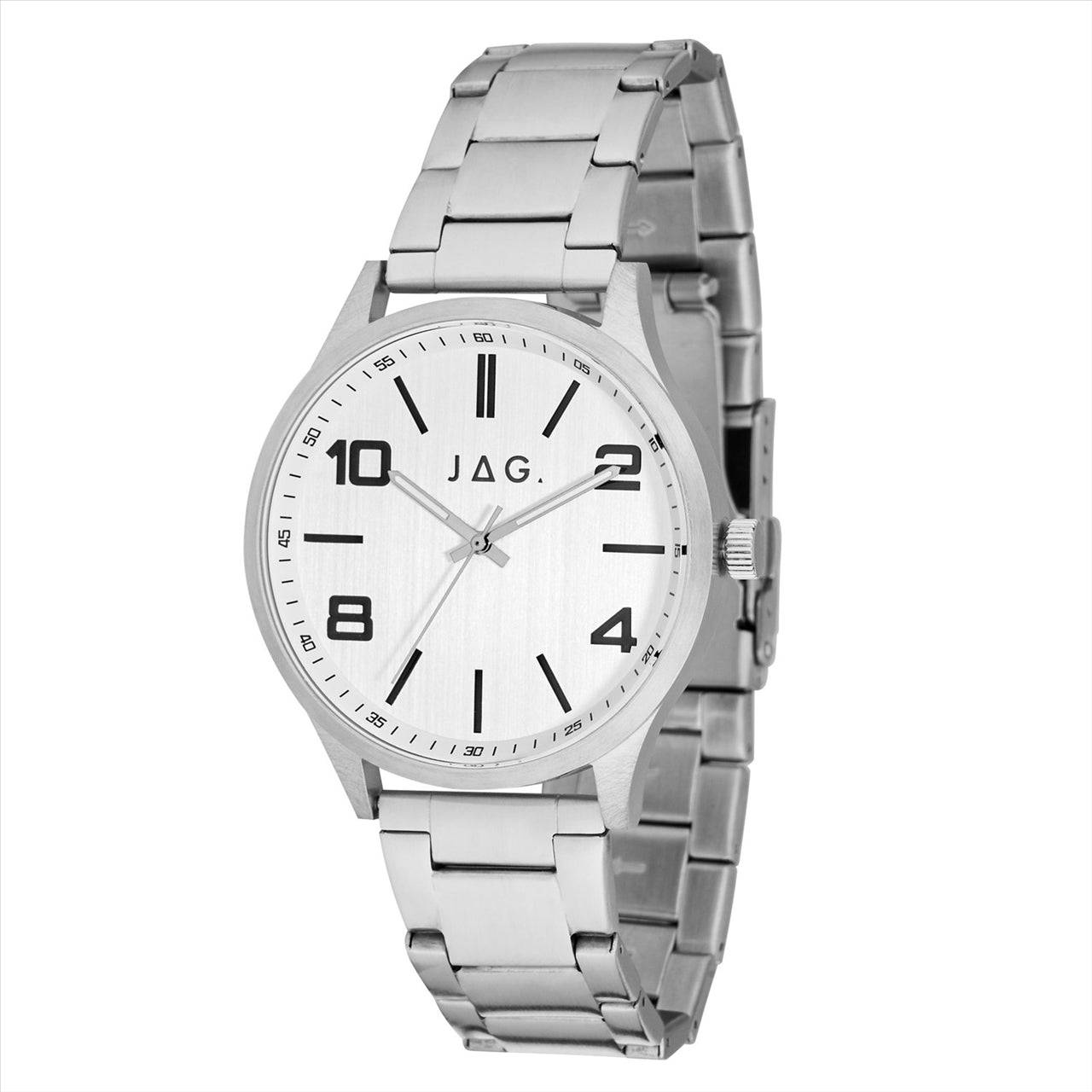 Jag Unisex Watch Mitchell 45mm Silver Dial & Case Stainless Steel Bracelet