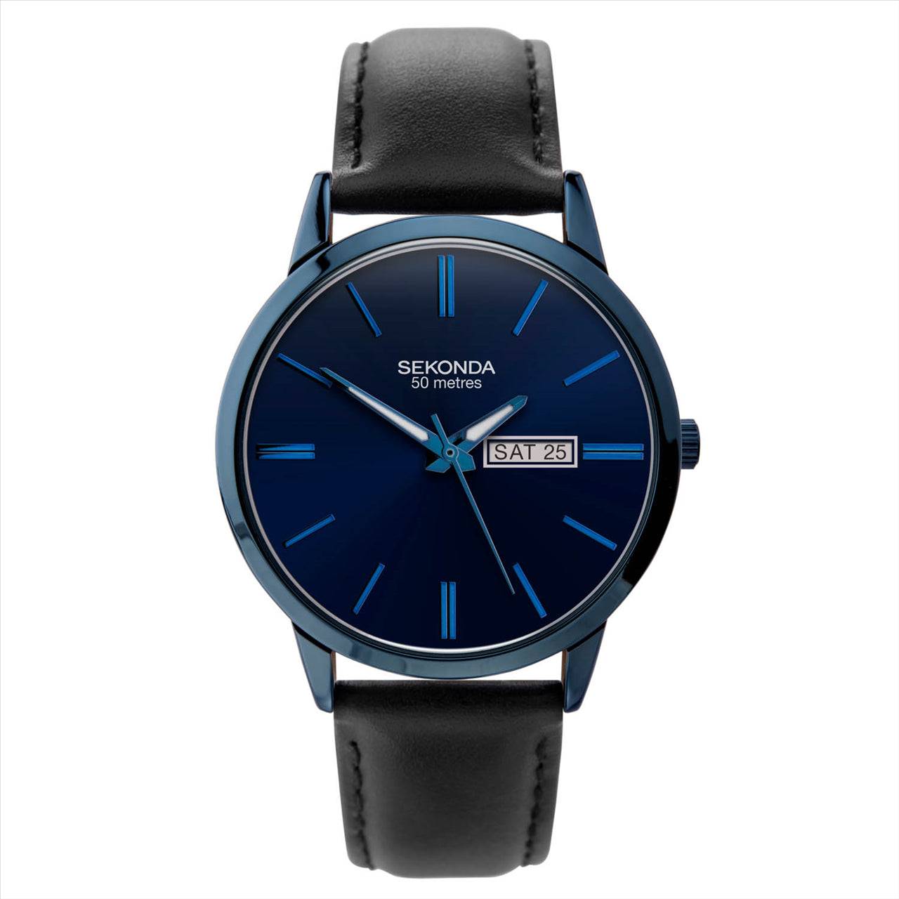 Sekonda Mens Watch Blue Case Blue Dial Black Strap 42Mm Case