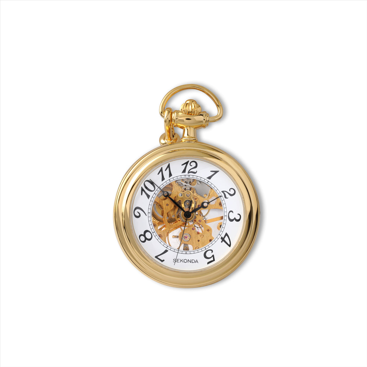 Sekonda Gold Pocketwatch Whte Dial Gold chain size= 47Mm