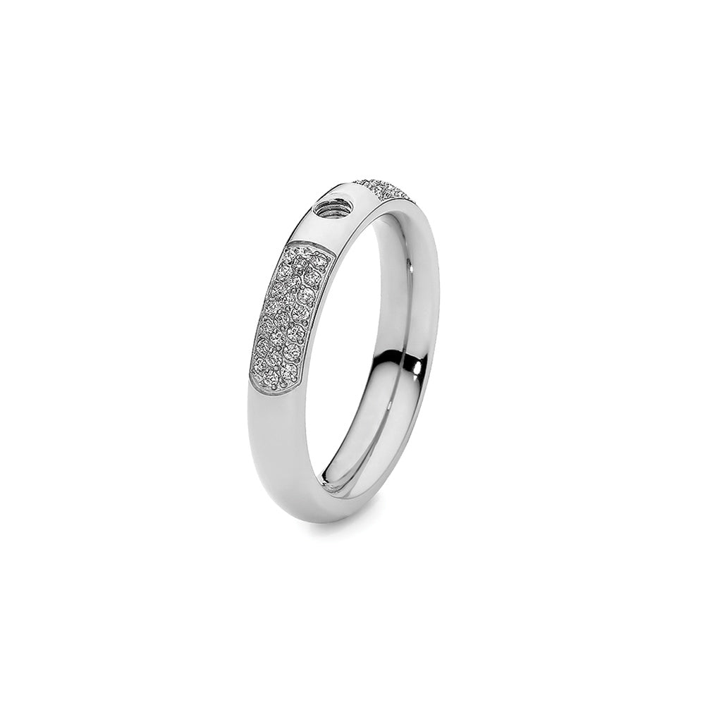 Qudo Interchangeable S/Steel Deluxe Narrow Ring With Cz 54/ M1/2
