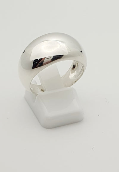 12mm Sterling Silver Domed Ring With Solid Band Medium